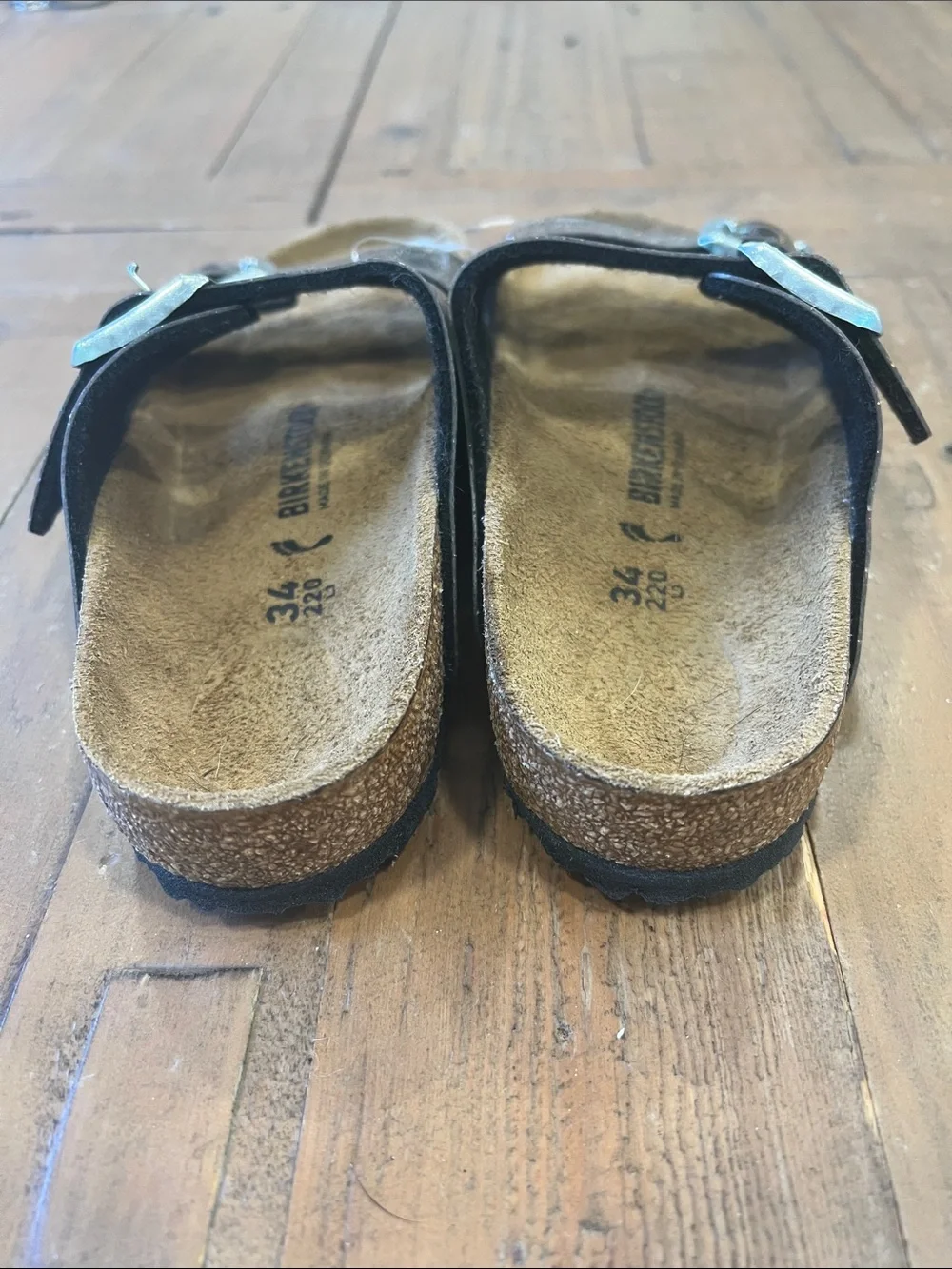 Birkenstock Arizona black glitter sandals 34 eu 3 us kids adjustable buckle
